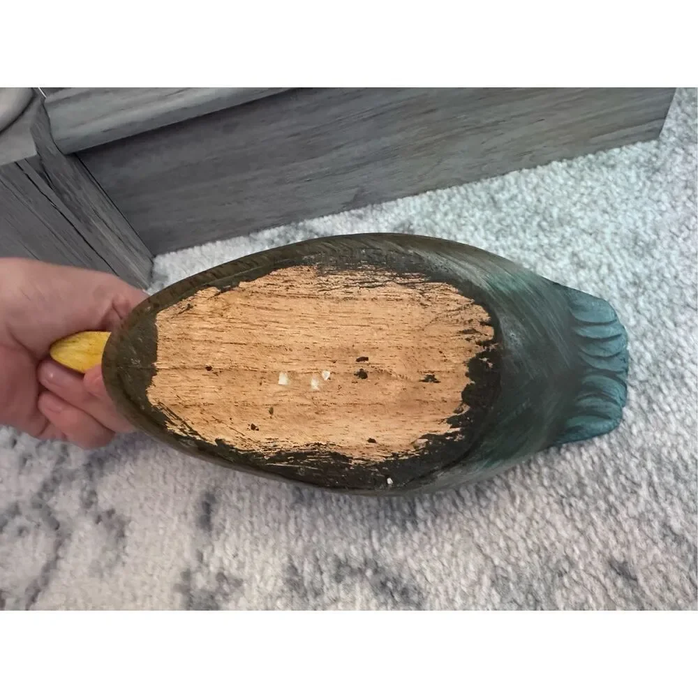 Vintage Handpainted Wooden Carbed Decoy Decor